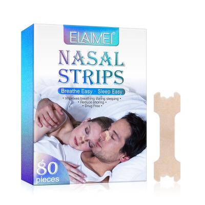 China Home Use+office+travel ELAIMEI 80pcs Extra Strength Nasal Strips Work Immediately Nasal Obstruction Relief Stops Best Breath Snoring Nasal Strips for sale