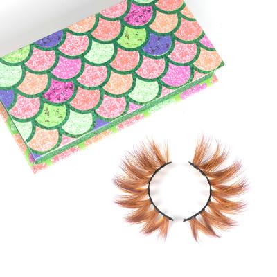 China New 100% custom design 3d mink eyelashes 25MM custom package 100% handmade colorful faux mink eyelash with logo for sale