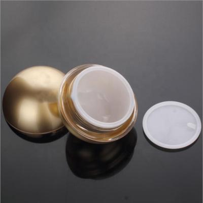 China Recyclable Refillable 50g/50ml Gold Container Ball Shaped Plastic Acrylic Jar For Eye Cream Powder Eyeshadow Cosmetic Makeup for sale