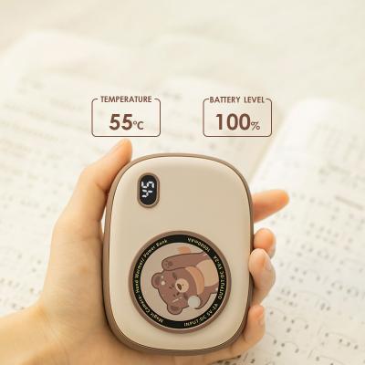 China New Design Best Selling New Design Fast Reusable Convenience Dual 10000mah Quick Side Portable Mini Electric Hand Warmer Support Charging Heating Usb Charger Power Bank for sale