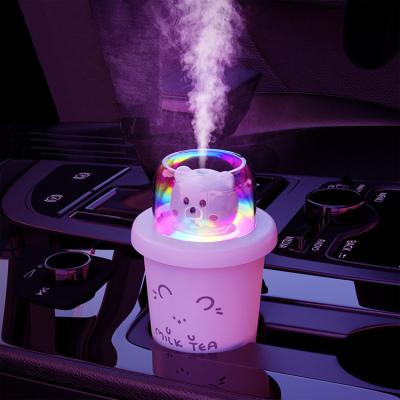 China 2021 New Arrival 360ML Humidifier USB Home Car Office Rechargeable Humidifier Milk Tea Cups Mini Outdoor Wireless Air Humidifier for sale