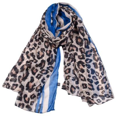 China 2021 European American Women's Fashion Design Leopard Print Shawl Headscarf Polyester Cotton Muslim Scarf for sale