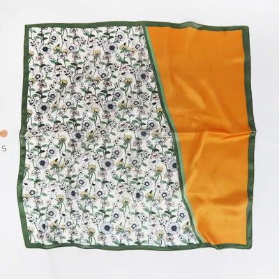 China High Quality Luxury Silk Flower Soft Custom Square Scarves 70*70 Silk Scarf For Women for sale