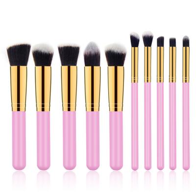 China Angular blush hot sale 10pcs makeup brushes rehpr premium face makeup brush set pink travel kit for sale