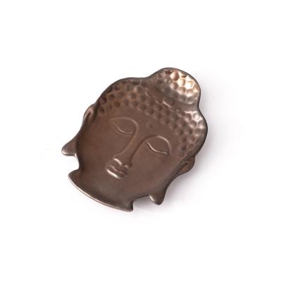 China High Quality Ceramic Dessert Fruit Metal Stored Dry Kiln Turned Buddha Headshape Dish Decoration for sale