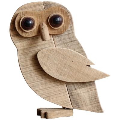 China New Hot Sale Hand Made Owl Craft Gift Personalized Wooden Animals Ornaments for Home Decoration for sale