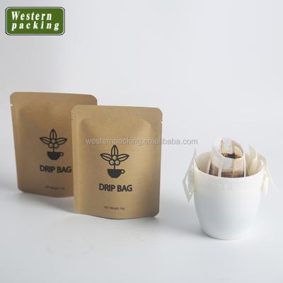 China Custom Printed Material Moisture Proof 3 Side Laminated Sealed Small Drip Coffee Bag for sale