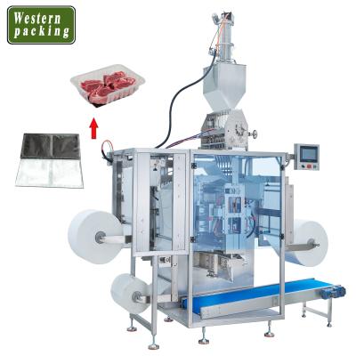 China New Food Meat Soaker Pads Packing Machine , Tray Pad Absorbent Packaging Machine for sale