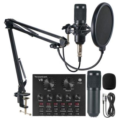 China Amazon Hit OEM ODM BM-800 V8 Sound Card Metal Stand Voice Recording Headphone Microphone USB Wired Studio Condenser Microphone for sale