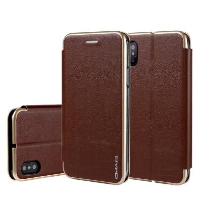 China Card Slot & Luxury Strong Magnetic Metal Flip Stand Shell Leather Phone Case for iphone xs xr max with Card Slot for sale