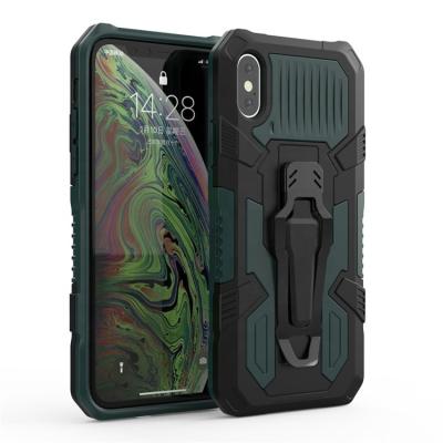 China 2in1 Hybrid New Arrived Creative TPU PC Armor With Kickstand Metal Belt Clip Cell Phone Back Cover Shockproof Case For iPhone XS Max for sale