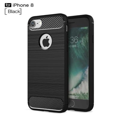 China New Style Carbon Fiber Pattern Gel Ultra Thin Dirt-resistant Matte Soft Silicone TPU Back Case For iPhone 7/8 for sale