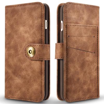 China Money Slots Hot Selling Retro Design Magnetic Detachable Wallet Card Holder Flip Cover Leather Case For iPhone 7 Plus for sale