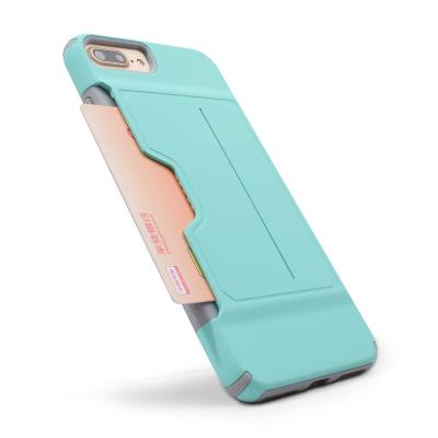 China Cool High Quality Fashion 2in1 TPU+hard PC Card Soft Slot With Stand Shockproof Cell Phone Case Back Cover For iPhone 7 Plus/8 Plus for sale