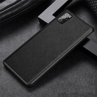 China Fashion New Arrival Color Simple Luxury Cross Pattern PU Leather Stitching Cell Phone Back Cover Shockproof Case For Samsung Galaxy Note 20 for sale