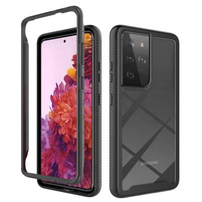 China New Arrival 3in1 TPU Shockproof PC With Built In Screen Protector 360 Degree Full Back Cell Phone Cover Case For Samsung Galaxy S21 Ultra for sale