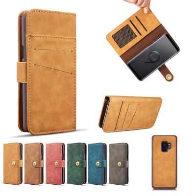 China Money Slots Detachable Magnetic Mount Holder Car Wallet Leather Card Slots Flip Cover Case For Samsung Galaxy S9 Plus for sale