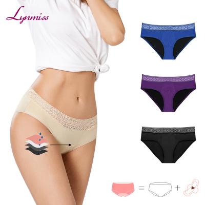 China LYNMISS Antibacterial 4 Layers Leak Proof Menstrual Plus Size Underwear For Women Period Panties Waist Panties Menstrual EU/USA for sale