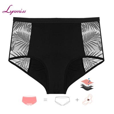 China LYNMISS Antibacterial Bamboo Black Period Pants Underwear Absorbent Leakproof Feminine Hygiene Menstrual Panties for sale