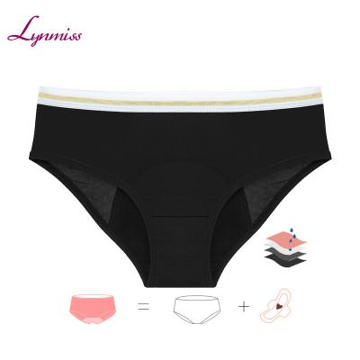 China LYNMISS Gold Sliver Fiber Teens Antibacterial Custom Bamboo Physiological Period Underwear Black Absorbent Menstrual Period Panties for sale