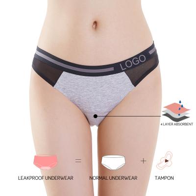 China Logo Women's Menstrual Period Bamboo Panties Waistband Cycle Private Label Antibacterial Wholesale Leakproof Reusable Period Underwear for sale