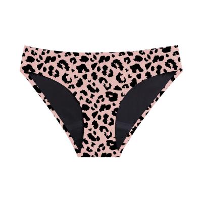 China LYNMISS Leopard Print Antibacterial Custom Seamless Period Underwear Organic Menstrual Women's Thong Period Panties for sale