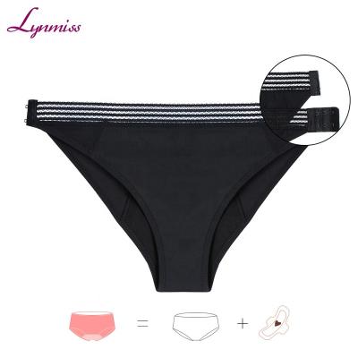 China LYNMISS New Design Antibacterial Button Period Underwear Easy To Use Leak Proof Bamboo Period Panties For Women Black Teens Menstrual Panties for sale