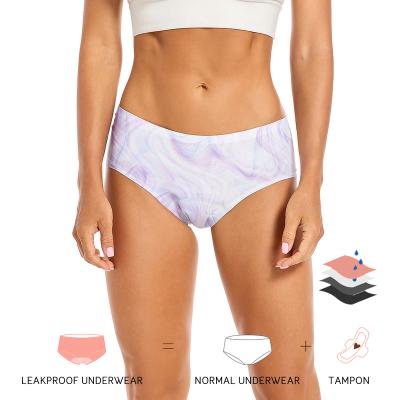 China LYNMISS Antibacterial Women's Organic Period Panties 4 Layers Cotton New Coming Menstrual Reusable Sexy Leakproof Underwear for sale