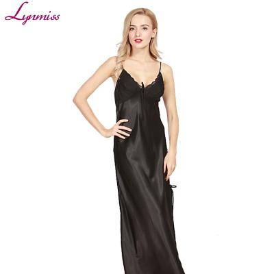 China Lynmiss breathable accept paypal wholesale solid colors long satin nightgown for sale