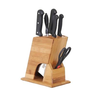 China Viable Bamboo Multifunctional Creative Tool Storage Holes Rack Wooden Knife Rack Knife Rack Supplies Kitchen Knife Rack H349 for sale