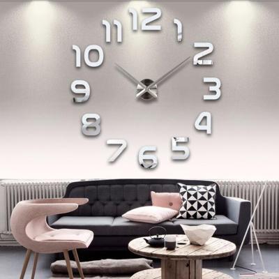 China DIY 3D Mute Clock Mirror Wall Sticker Clock Living Room Bedroom Decor Radio Creative Acrylic Home Sticker Wall Clock h331 for sale