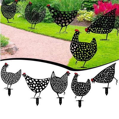 China Acrylic Lawn Hen Stakes Hen Ornaments Garden Realistic Backyard Garden Art Decoration Chicken Card Environmental Protection Chicken Insert for sale