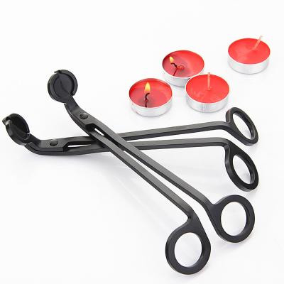 China Black Candle Scissors 18CM Stainless Steel Candle Wick Trimmer Kerosene Lamp Trimmer Oil Lamp Trimmer Sniffer Tool Hook Clipper H481 for sale