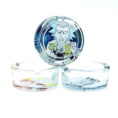 China Portable High Quality Cartoon Cigar Glass Ashtray Round Glass Ashtray Custom Made for sale