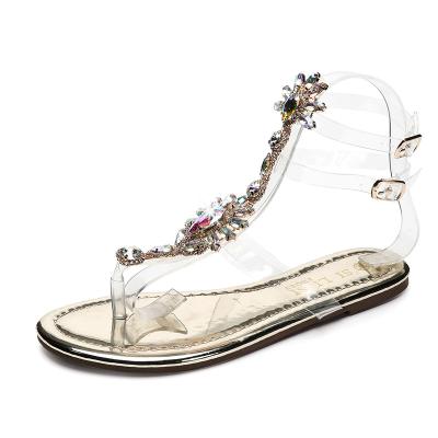 China Summer Bling Diamond High Straps Women Mirror Light Material Slide Sandal With Rhinestone Strap Slippers for sale