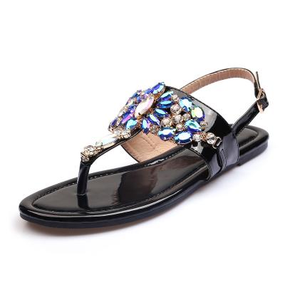 China Lightweight High Quality Clear Crystal Bottom Ox Women's Flat Sandals Tendon For Women Outdoor Slippers for sale