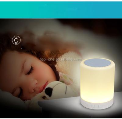 China Best Selling Mini Amazon Four Touch Sensor Led Blue Shine Night Light LED Lamp Tooth Speaker for sale