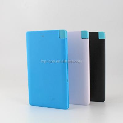 China Ultra Thin High Quality 2200mah Power Bank Card Size Slim Power Bank with Built in Charger for sale