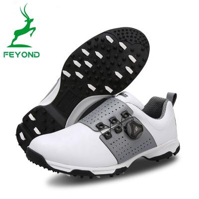 China Waterproof Microfiber Leather Golf Shoes Non Slip Spinning Lace Golf Shoes For Men for sale