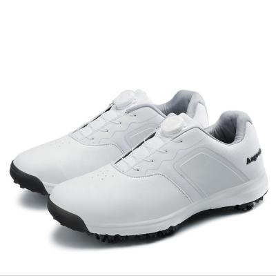 China Waterproof Microfiber Leather Golf Shoes Non Slip Spinning Lace Golf Shoes For Men for sale