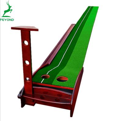 China Two Color Environmental Friendly Artificial Grass Durable Desktop Mini Solid Wood Golf Putting Mat Golf Practice Mat For Golf Training for sale