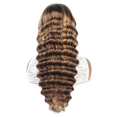 China Free Sample Piano Color P4/27 Amber Wig Virgin Hair Transparent Loose Lace Body Wave Deep Wave Soft Brazilian Lace Hair for sale