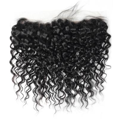 China Manufacturer Free Samples Water Wave 13*4 Wholesale Virgin Brazilian Hair Water Wave Natural Black 100% Lace Headband for sale