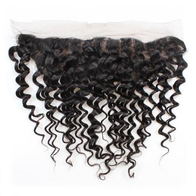 China Manufacturer Wholesale Free Samples Brazilian Hair Natural Black Deep Wave 13*4 Deep Wave 100% Lace Headband for sale