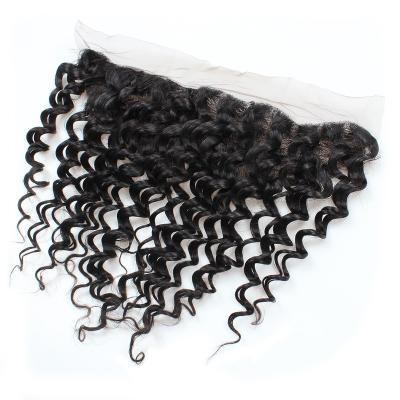 China Manufacturer Free Samples Deep Wave 13*4 Natural Black Deep Wave 100% Lace Headband Virgin Brazilian Hair Wholesale Natural for sale