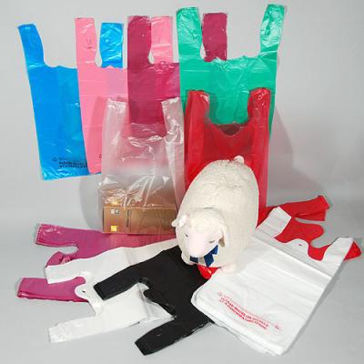 China Plastiklebensmittelgeschäft-T-Shirt Einkaufstaschen Plain weißes HDPE Material 12