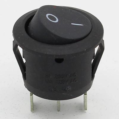 China Mini Round Black 3 Pin SPDT Rocker Switch ON-OFF Snap-in Switch for sale