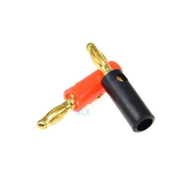 China PCB Gold Plated Audio Speaker Wire Banana Male Plug Connectors 4MM Terminal Adapter Mount Panel Jack RED+BLACK Fastener for sale