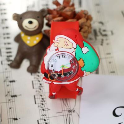 China 2021 New Date Christmas Children's Toys Quartz Watch Cartoon Silicone Tapping Automatic Christmas Watch. for sale