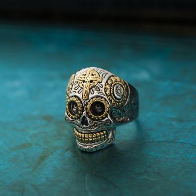 China Taikotai S925 Vintage Silver Men's Ring Taikotai S925 Silver Men's Ring Fashionable Central Institute of Statistics European and American Hip-hop Personality Retro Skull Ring Wholesale for sale